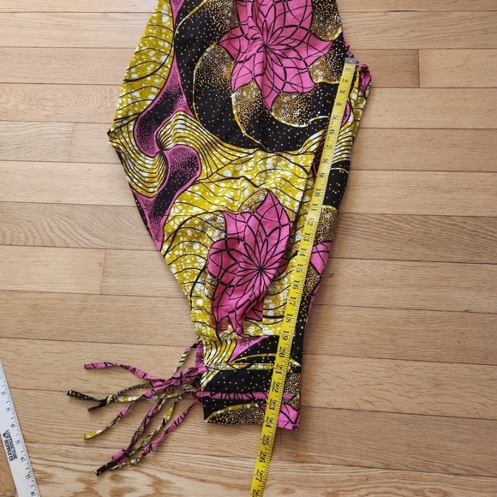 African Wax Print Harem Pants Smocked Waist Tie Ankle Boho Genie OS 100% Cotton - Picture 10 of 13